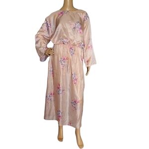 Vintage 70s Handmade Semi Sheer Floral Bluson Mumu Caftan Housedress